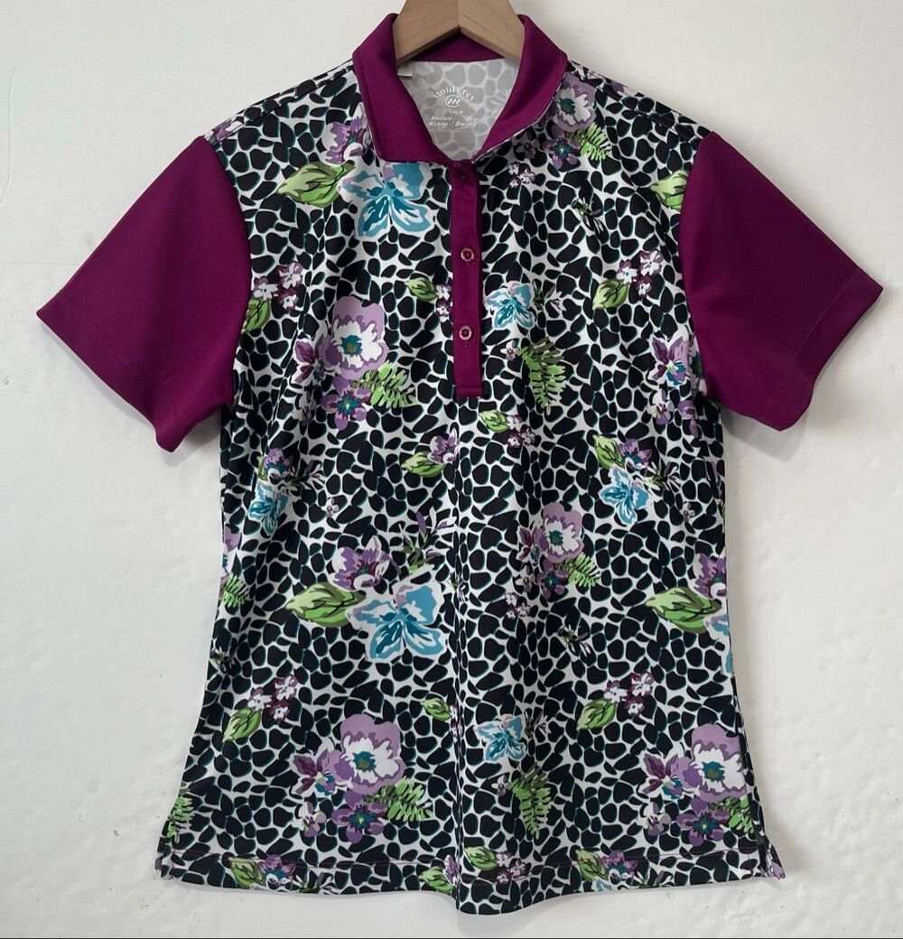 Monterey Club Vivid Print Block Golf Polo   Size M